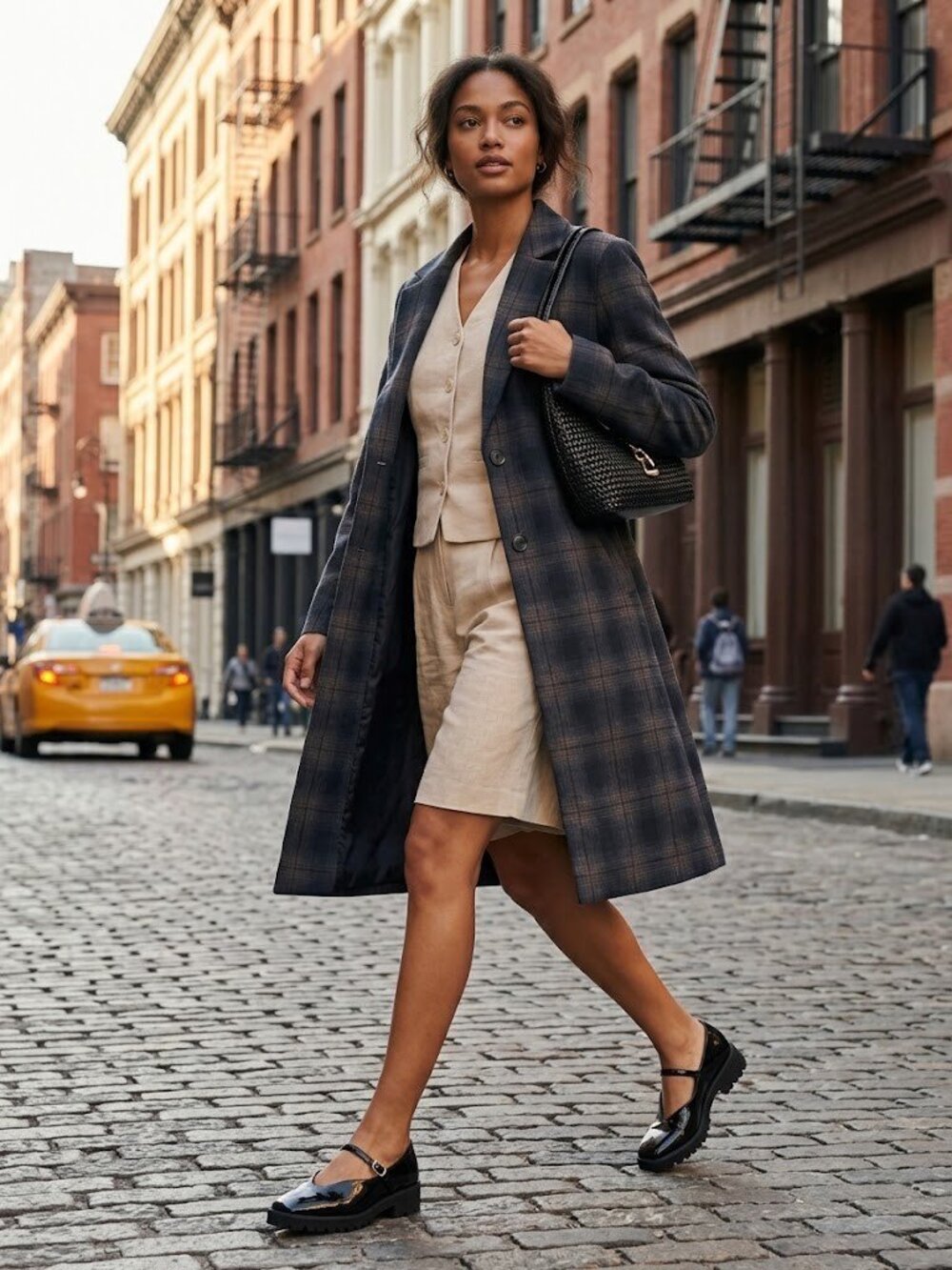 Joie Plaid Single-Breasted Trench Coat SZ L